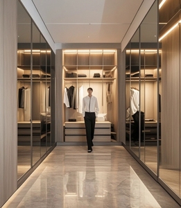 Armarios, Muebles de Dormitorio, Gabinete de Almacenamiento de MDF con Laminado de Melamina, con Puerta de Espejo, Madera Maciza - Product Image 5