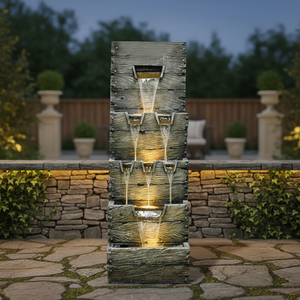 Scultura Paesaggistica con Acqua Corrente, Ruota Feng Shui e Mulino - Fontana Stile Pastorale con Rocce e Laghetto per Giardino - Product Image 3