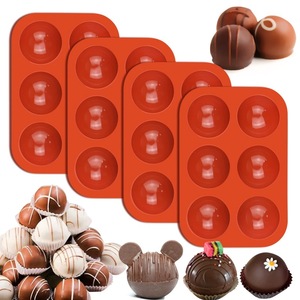 Silicone Chocolate Mold 6 Cavity Hemisphere Shape DIY Cake Molding Tool Baking Utensil Set Iron Red - Product Image 1