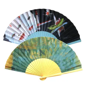 Big Size Spain Wooden Folding Fan Paper Wooden Hand Fan Party Favors with Gift Bags Wood Cotton Hand Fan