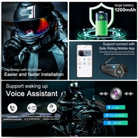 Casque de moto EJEAS Q8 avec intercom FM pour 6 motards, Full Duplex MESH Bluetooth, matériau ABS
