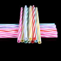Pailles en plastique colorées, droites, extra longues, de qualité alimentaire, jetables, transparentes, en PP, à rayures, accessoires de bar, écologiques, CE