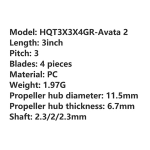 HQ Prop PC 3x3x4 4 叶片无人机螺旋桨 T3X3X4GR 轻量 1.97 克 FPV 赛车桨叶 适用于 DJI Avata 2 CineWhoop 四轴飞行器配件 - Product Image 2