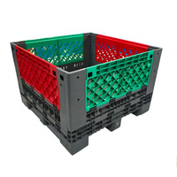 Grande boîte à palettes en plastique HDPE pliable de stockage industriel avec couvercles pour l'agriculture/fruits/légumes/aliments réutilisables