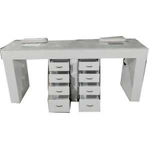 Modern White Marble Top Glass <b>Nail</b> Salon <b>Desk</b> with Dust Collector Fan for Living Room Manicure Lap Reception - Product Image 5