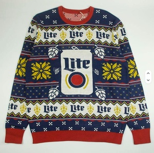 Men Ugly Christmas Sweater Beer Can Hop Jacquard Pullover Custom Logo Xmas Jumper Holiday Party Knit Sweater - Product Image 1