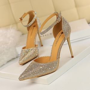 Zapatos Mujer Tacon Pumps Design Crystal Rhinestone <b>Glitter</b> Sandals Ladies Pointed Toe Heels for Women Dress Shoes - Product Image 3
