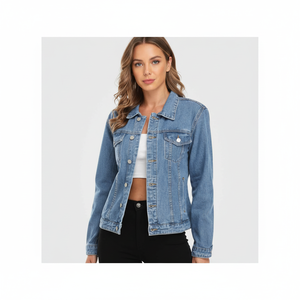 Veste femme tendance veste en jean marque personnalisée disponible en gros fabricant coupe élégante en vrac prêt stock prix d'usine - Product Image 1