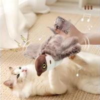 Jouet pour chat en peluche électrique mignon avec simulation de son de secousse gravitationnelle et bâton qui bat des ailes automatiquement pour une utilisation en intérieur