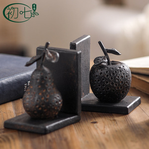 Sujetalibros con Estatua de Buda de Inspiración Zen Retro, Adornos Artesanales de Hierro con Forma de Fruta, Decoración para Oficina y Estudio, 2 Piezas - Product Image 4