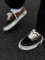 Chaussures décontractées pour hommes, personnalisées, unisexes, style punk, avec clous de skateboard, en toile rétro vieillie, effet usé, tendance américaine, en mohair, à la mode