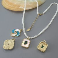 Collier de perles vintage noir et blanc avec pendentif spirale en émail et nacre, élégante chaîne de clavicule pour femme, bijoux de mode