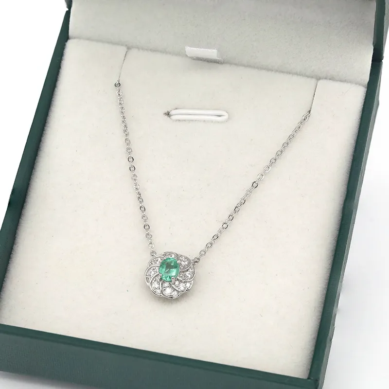 Accessori per collana di smeraldi naturali in argento Sterling 925 su misura gioielli in giada pietra portafortuna girocollo collane a catena