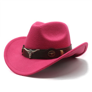 נשים חש קאובוי כובע רחב ורוד ורוד הבוקרת - Product Image 4