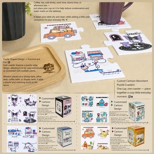 Sous-verre en PVC absorbant personnalisé avec impression de dessin animé pour la décoration de table ou de bureau - Product Image 3