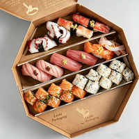 Emballage de sushi en papier plié avec logo personnalisé, matériaux recyclés écologiques, boîte à emporter en carton blanc, emballage de sushi