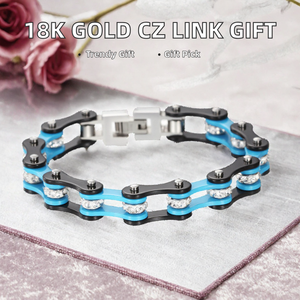 Pulsera de Cadena Estilo Punk, Azul y Negro, Aleación con Cristales y Diamantes de Imitación, Unisex, Regalo, Joyería - Product Image 2