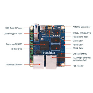 Scheda di Sviluppo Risha Radxa ROCK <span class=keywords><strong>Pi</strong></span> <span class=keywords><strong>E</strong></span> RK3328 con CPU Quad Core, WiFi4/5, EMMC - Product Image 4