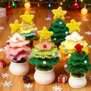 Crochet <strong>Christmas</strong> Tree Handmade Knitted Potted Decor Artificial Tree Home <strong>Office</strong> Modern Style Hanging <strong>Christmas</strong> Tree <strong>Decoration</strong> - Product Image 4