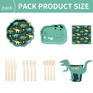 DAMAI - Juego de Vajilla Desechable con Temática de Dinosaurios, Nuevo y Popular, Personalizado, Artículos para Fiestas, Cumpleaños de Niños - Product Image 3