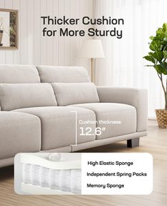 Sofá moderno de <span class=keywords><strong>3</strong></span> <span class=keywords><strong>plazas</strong></span> para sala de estar Sofá cómodo con asientos profundos Cojín de apoyo y reposabrazos anchos - Product Image 5