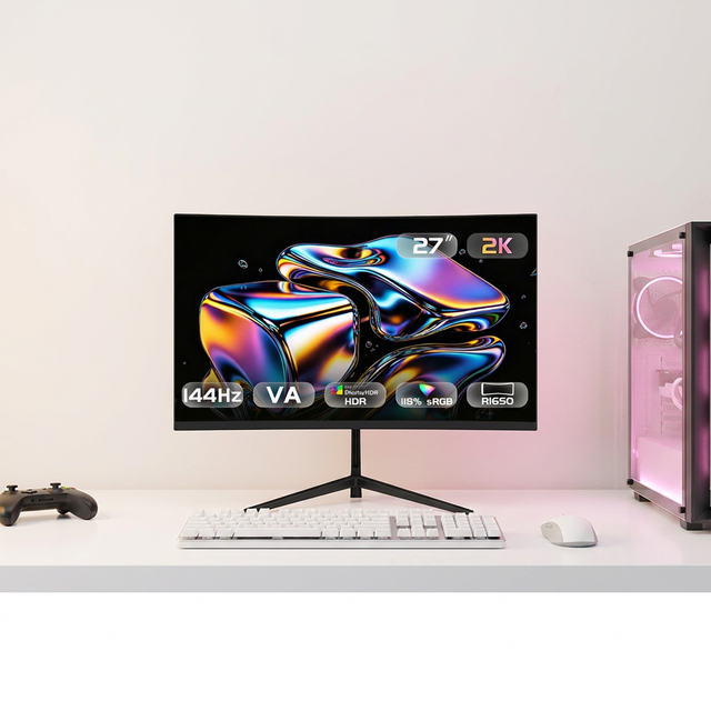 Monitor Curvo 27 Pulgadas QHD 180Hz 2K Resolucion Pantalla Curva PC Gaming Oficina Venta al por Mayor