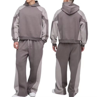 Ensemble sweat à capuche et pantalon de survêtement oversize pour homme, design dynamique, color block, imprimé, technique, streetwear épais