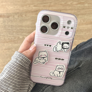 เคสโทรศัพท์ลายแมวน่ารัก 3 มิติ สีชมพู แบบสองชั้น สำหรับ iPhone 17 Pro Max 16 15 14 13 สำหรับผู้หญิง - Product Image 3