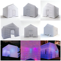 Tente carrée d'événement en plein air personnalisée led lumineuse boîte de nuit gonflable de fête 8x8 grande boîte de nuit gonflable pour 100 personnes