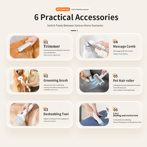 ספק במפעל חתול כלב מטפח שיכת שיער חיתוך קליפר גוזם 6 מברשות כלי שקט חיות מחמד טיפוח שיער ערכת שואב אבק - Product Image 2