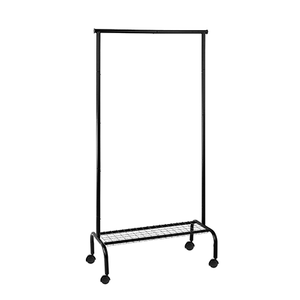 Heavy Duty Single Tier Metal Pipe Industrial Clothing Hanging <b>Rack</b> with Storage Shelf and Coat Stand on Wheels for Bathroom - Product Image 1