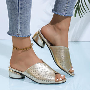 Tongs pour femmes 2026 – Nouvelle collection été/hiver – Style sexy et tendance à talon compensé épais, bout carré, en soie, style bouche de poisson - Product Image 3