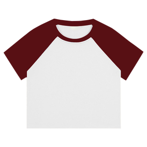 CB117-QLRL Ropa Urbana Personalizada con Estampado Gráfico para <span class=keywords><strong>Mujer</strong></span>, Top Corto de Color Sólido con Mangas Raglán - Product Image 4