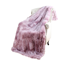 Vente chaude Hiver Double Couche Épaissie Longue En Peluche Sieste Canapé Couverture Tie-Dye Tricoté Fausse Fourrure Vison Polaire Jeter Couverture