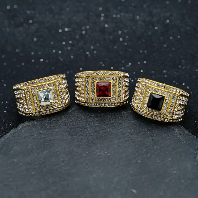 Moissanite cincin batu permata Stainless Steel, perhiasan mewah modis Hip Hop, cincin berlian penuh hadiah pernikahan untuk Valentine 2024