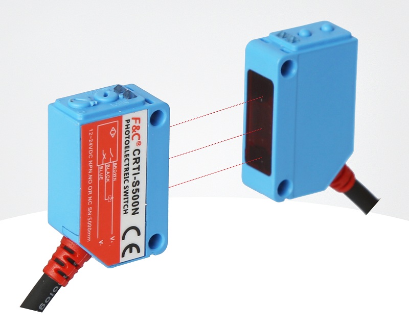 CR Infrared Photoelectric Sensor, DC12-24V 500cm Range Thr-beam Type, 3-wires Small Size 2M cable NPN PNP CE RoHs