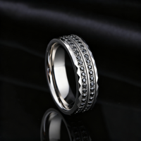Bague en titane double rangée de diamants populaire et explosive, brillante et magnifique, accessoires de bijoux pour couples, bagues de mode artisanales