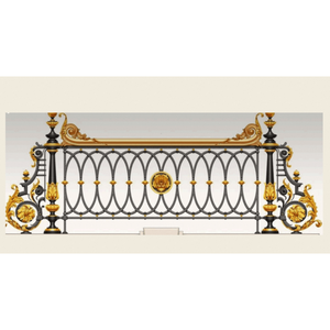 Balustrade de balcon en fer forgé de luxe, clôture décorative en métal doré, design de garde-corps pour terrasse extérieure de villa - Product Image 1