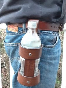 Genuine Leather <b>Water</b> <b>Bottle</b> Pouch With Belt Loop Handmade Durable Premium Leather Adjustable <b>Strap</b> Convenient <b>Carry</b> <b>For</b> Travel - Product Image 6