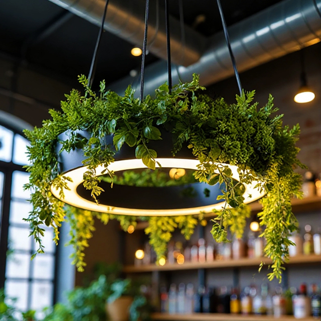 Modern Restaurant LED Chandelier Commercial Engineering Ceiling Light with Artificial Plant Decorative Pendant Lights Design