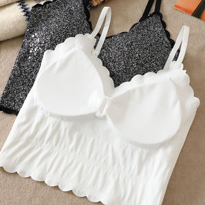 Mujeres Lentejuelas Crop Top Coquette Tank Tops Shiny Short Camis Bralette Slim Fit Estética Mujeres Top Tanks - Product Image 5