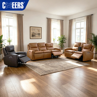 MANWAH CHEERS Set Kursi Santai Kulit Brazil Mewah 3+2+1 Sofa Elektrik Modern Set Furnitur Ruang Tamu
