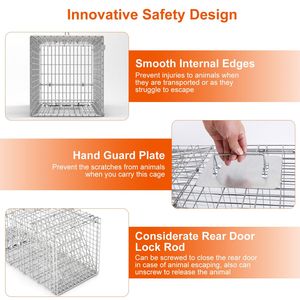 Trampa Plegable de Alambre Galvanizado para Captura Viva de Mapaches, Zorros, Gatos, Castores y Marmotas - Trampa Portátil para Animales - Product Image 5