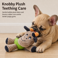 Jouet pour chien en peluche et latex, couineur, motif vache de dessin animé, interactif, doux, à mâcher, pour chiens de petite et moyenne taille
