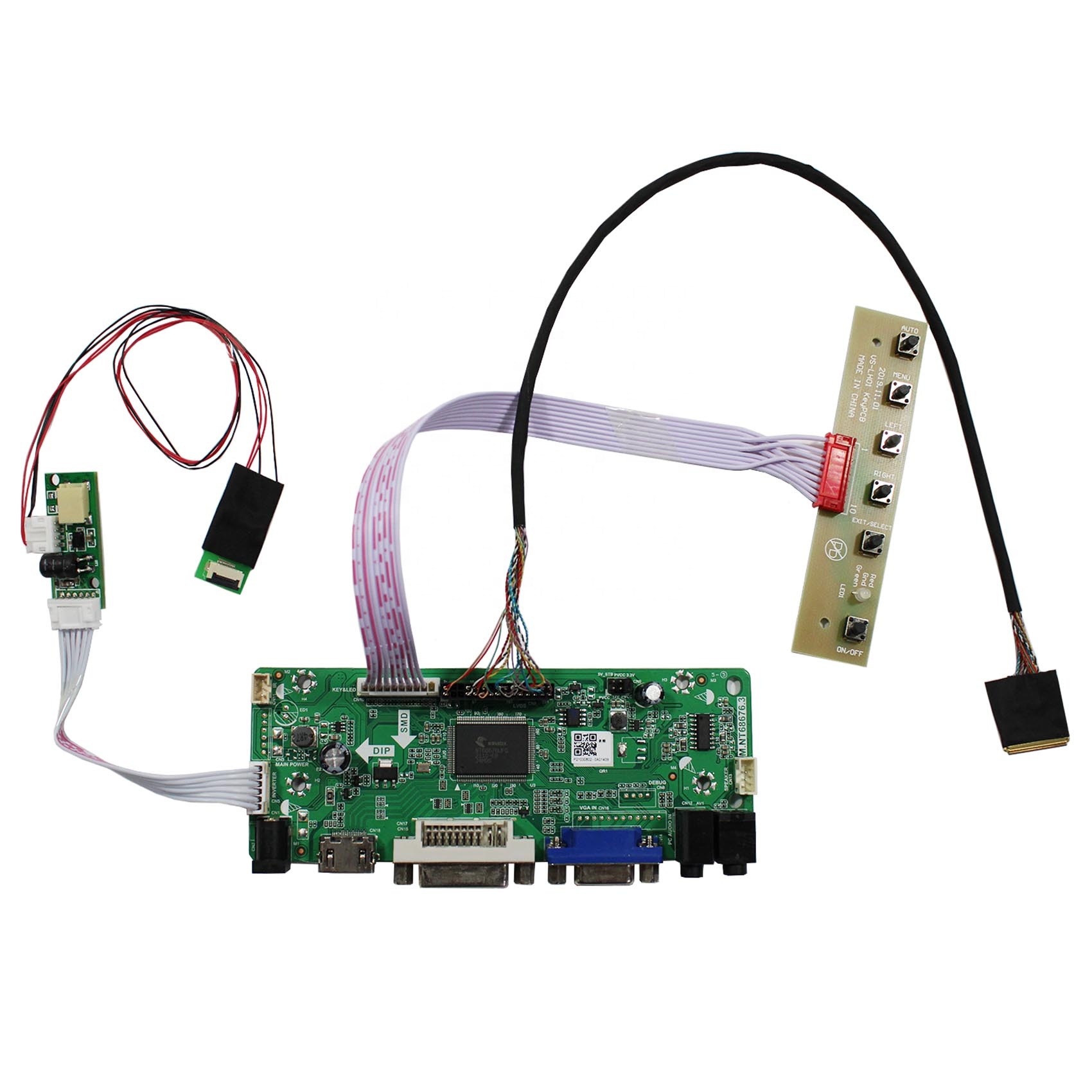 HD-MI VGA DVI LCD Controller Board M.NT68676 Compatible Work With 12.3inch 1920x720 HSD123IPW1-A00 LCD Screen