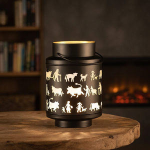 Modern Silver Metal LED <b>Round</b> Lantern Decorative <b>Table</b> Lantern Animal Cutout Design Indoor <b>Outdoor</b> Home Decoration Light Holder - Product Image 2