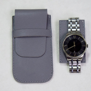 Estuche para reloj de cuero PU en stock, funda antipolvo para reloj, tapa abatible sencilla, cuero engrosado, bolsa de almacenamiento para reloj resistente a arañazos - Product Image 4