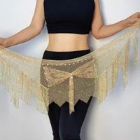 Écharpe de hanche délicate et brillante en maille de strass avec franges pour la danse du ventre