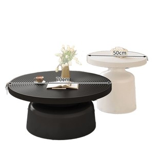 <b>Round</b> Coffee <b>Table</b> Wood Top <b>White</b> Base Modern Minimalist Design Living Room Furniture - Product Image 5