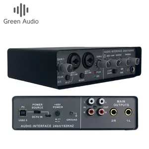 GAX-Q24 2x2 Professional Audio Interface For Streaming Recording Podcasts High Fidelity For Guitarists Producers Noiseless